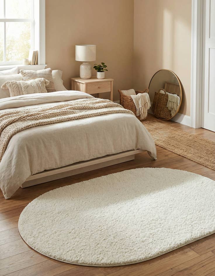 Detail image of  4' 1 x 6' 1 Soft Solid Shag Oval Rug