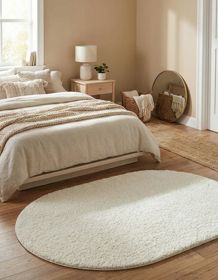 4' 1 x 6' 1 Soft Solid Shag Oval Rug