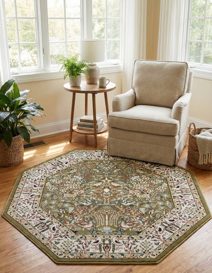 Detail image of 6' x 6' Nain Design Octagon Rug