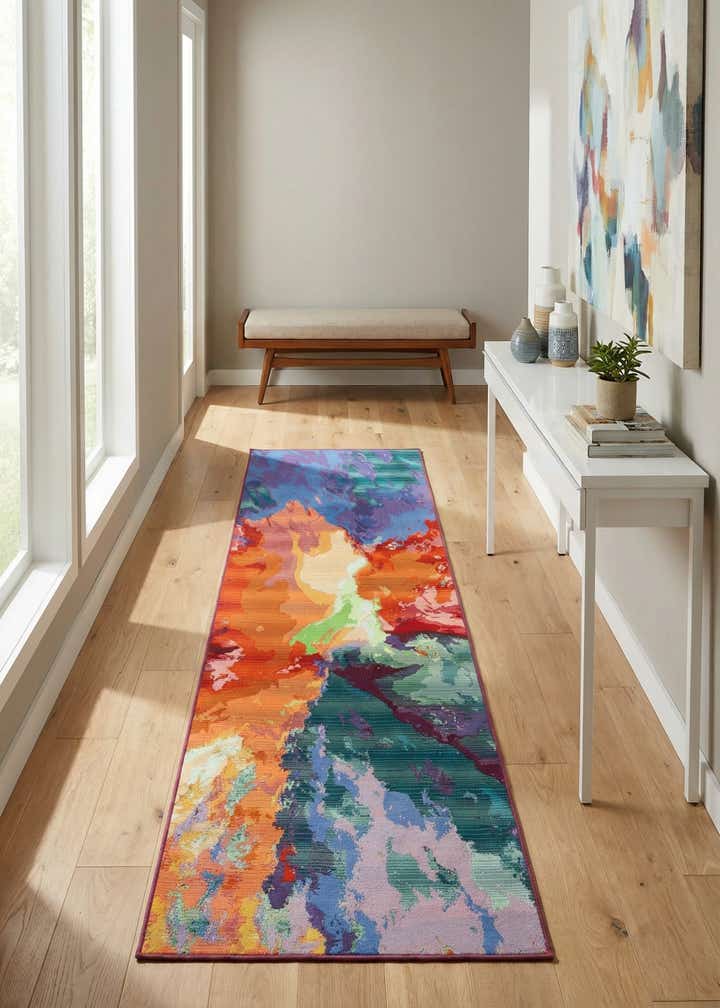 2' 7 x 11' Easy-Clean Modern Indoor / Outdoor Runner Rug