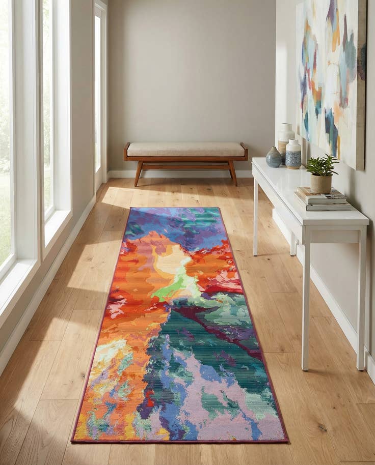 Detail image of 2' 7 x 11' Easy-Clean Modern Indoor / Outdoor Runner Rug