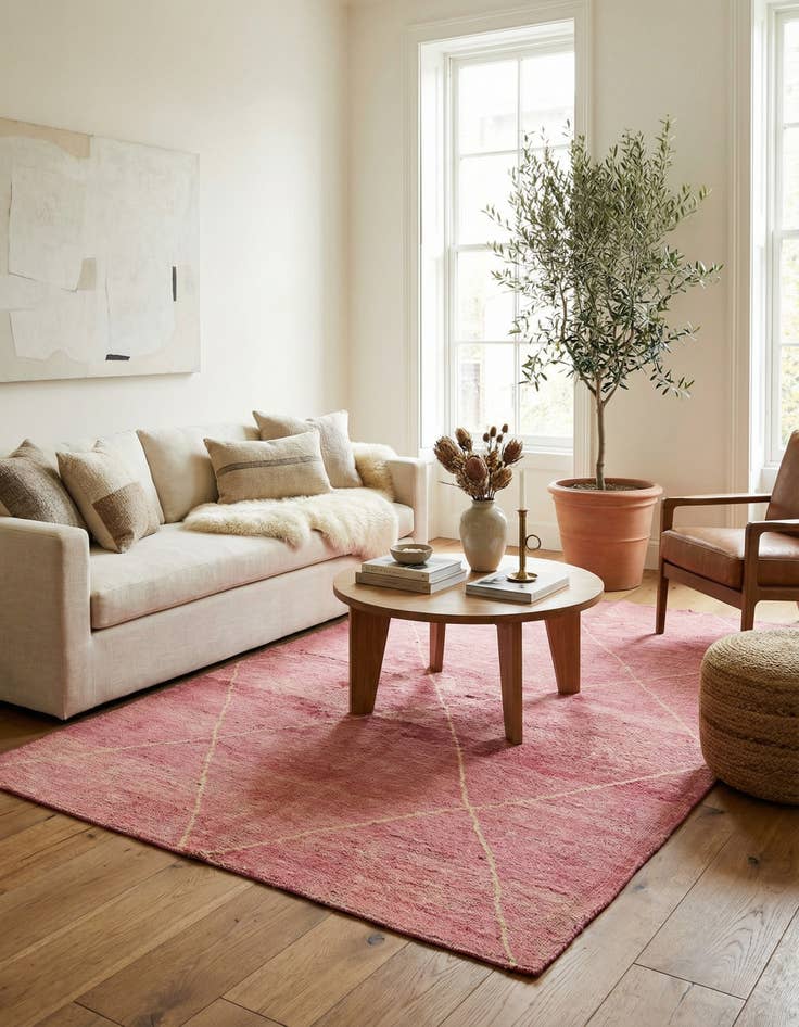 Detail image of 5' 6 x 8'  Hand Knotted Moroccan Wool Rug