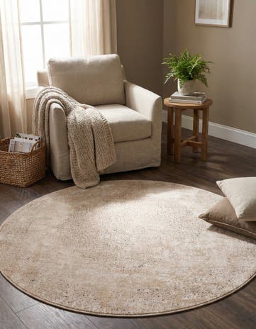 Ivory Oregon Round Rug