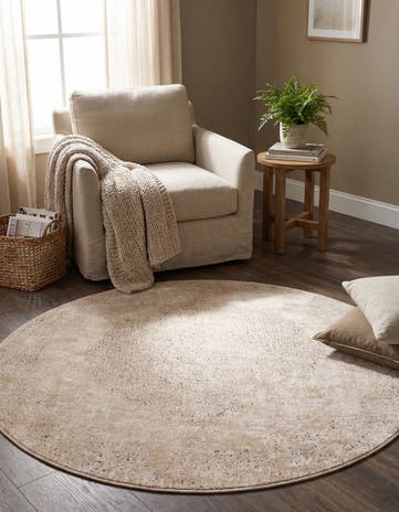 Ivory Oregon Round Rug