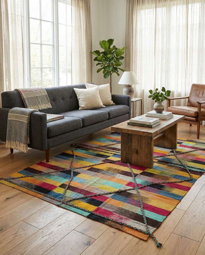 4' 2 x 6' Hand Woven Kilim Modern Wool Rug