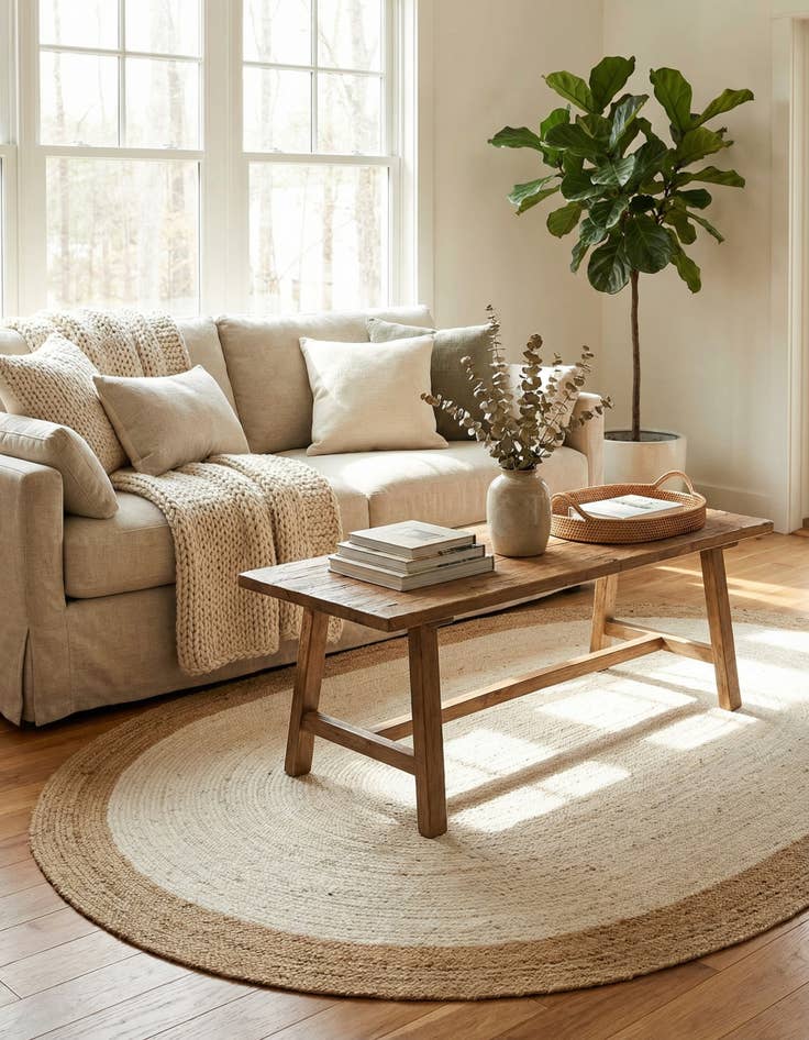 Detail image of  8' x 10'  Hand Braided Jute Oval Rug