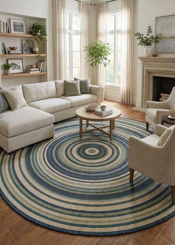 12' x 12' Easy-Clean Baja Indoor / Outdoor Round Rug