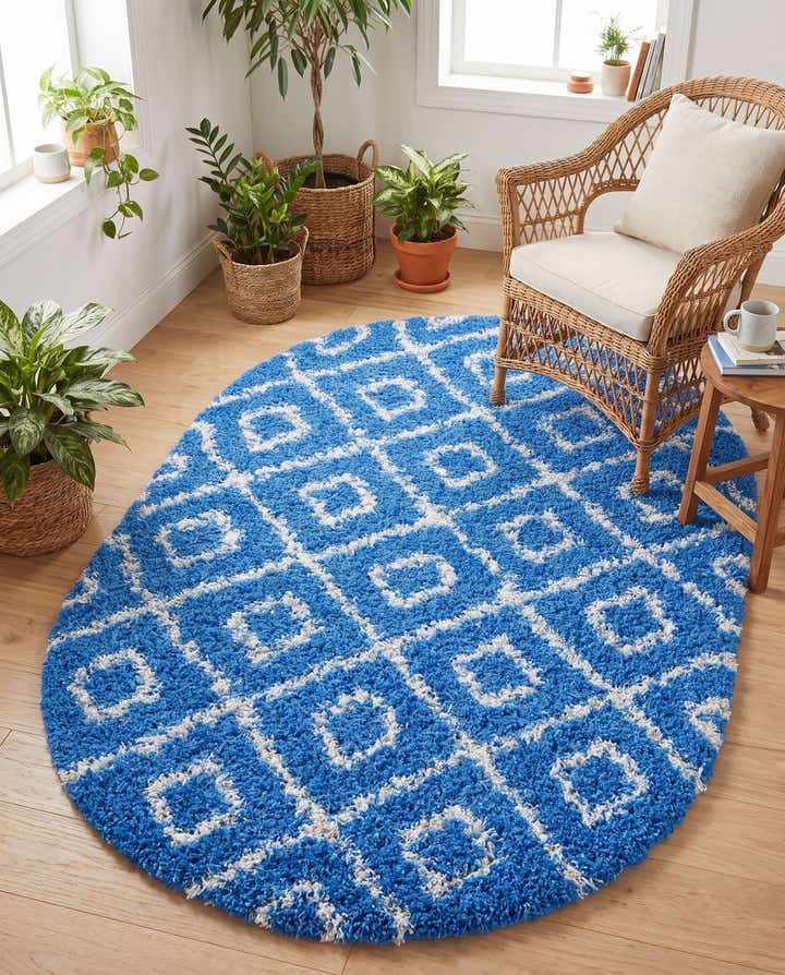 4' 1 x 6' 1 Lattice Shag Oval Rug