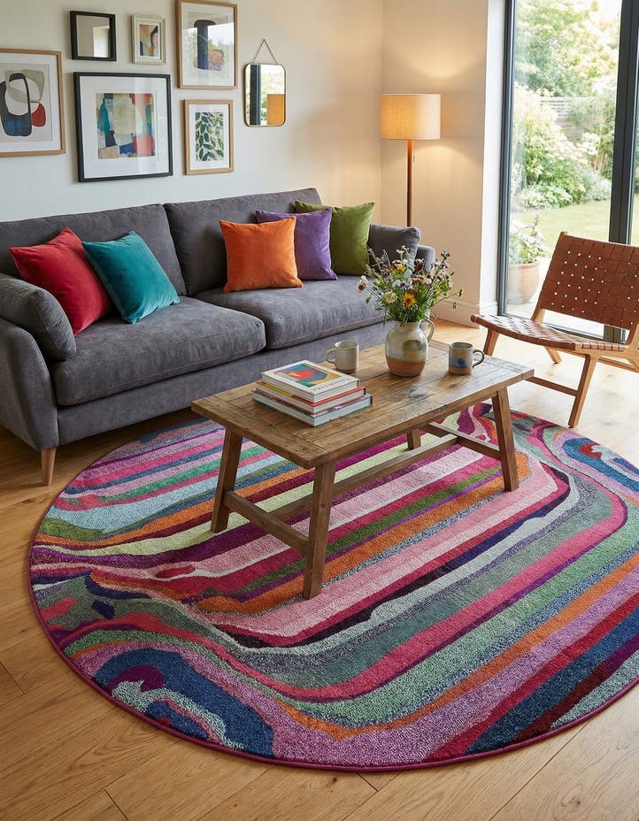 8' x 8' Washable Theia Round Rug