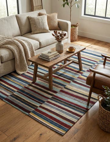4' 8 x 6' 2 Hand Woven Kilim Modern Wool Rug