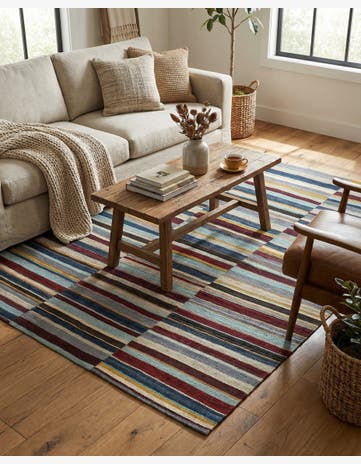 4' 8 x 6' 2 Hand Woven Kilim Modern Wool Rug