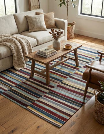 4' 8 x 6' 2 Hand Woven Kilim Modern Wool Rug
