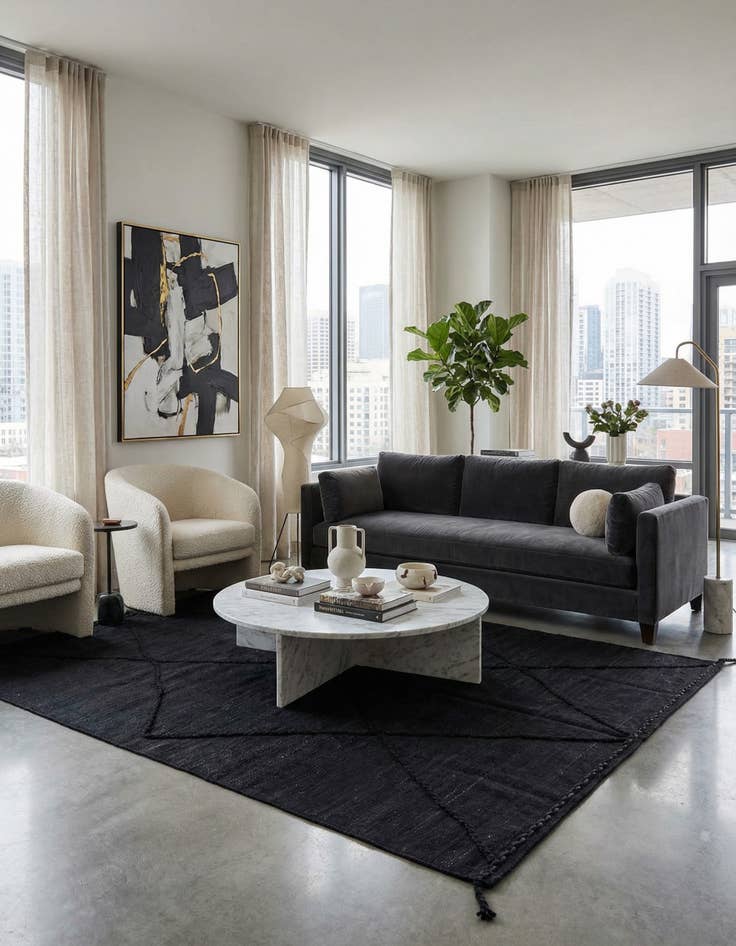 Detail image of 4' 3 x 5' 11  Hand Woven Kilim Modern Wool Rug