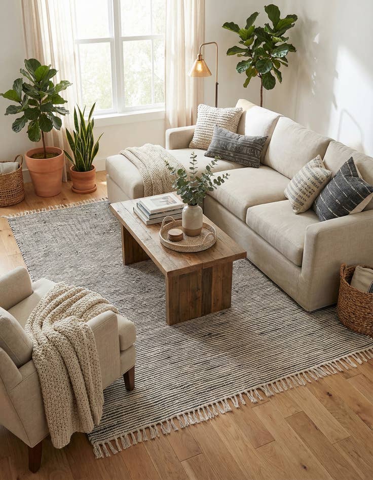 Detail image of 7' 1 x 10'  Hand Woven Chindi Jute Rug