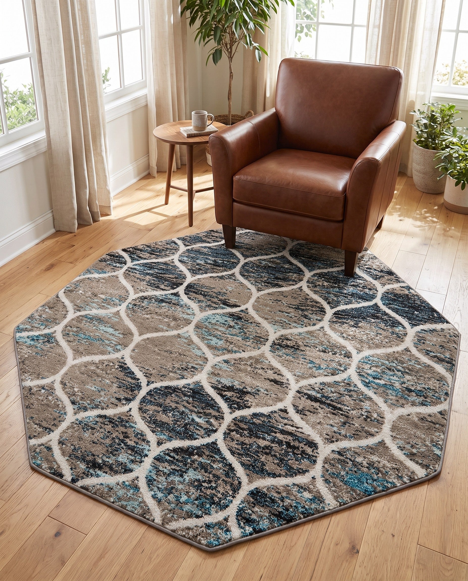 6' x 6' Trellis Frieze Octagon Rug