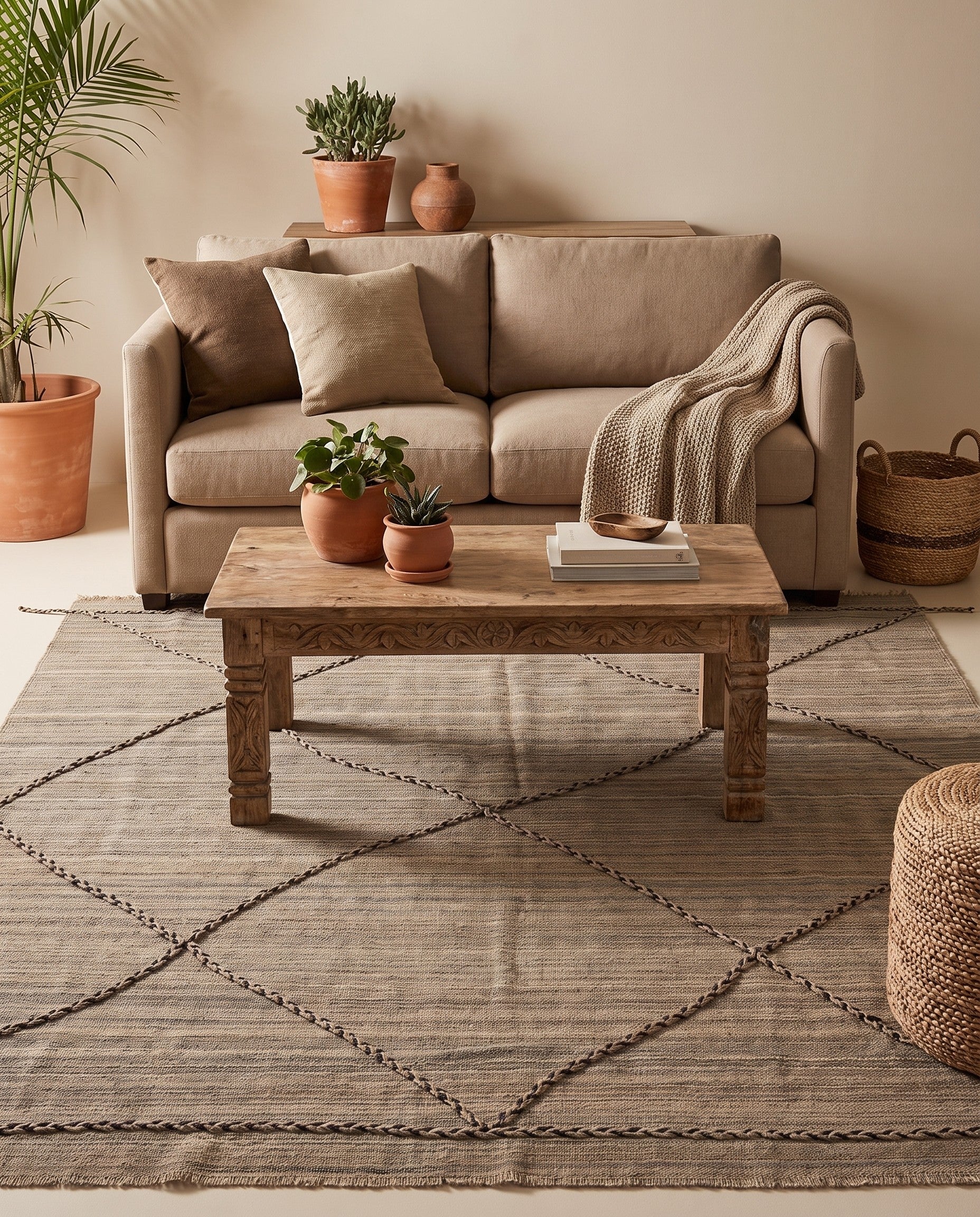 5' 5 x 5' 9 Hand Knotted Moroccan Wool Square Rug