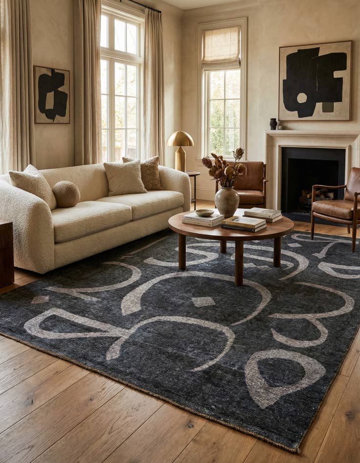 Detail image of 6' 8 x 9'  Hand Knotted Ultra Vintage Persian Wool Rug