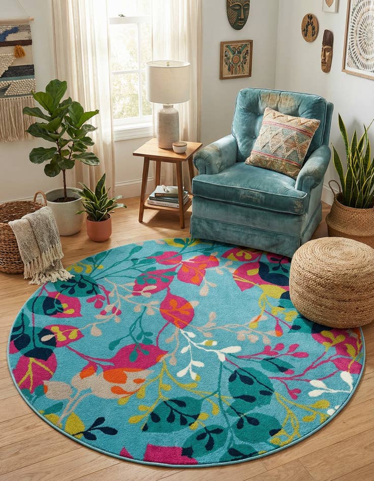 Detail image of 5' 3 x 5' 3 Azalea Round Rug