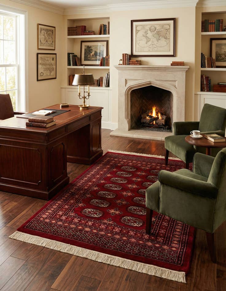 Detail image of 4' 3 x 6' Hand Knotted BokharaTorkaman Persian Wool Rug