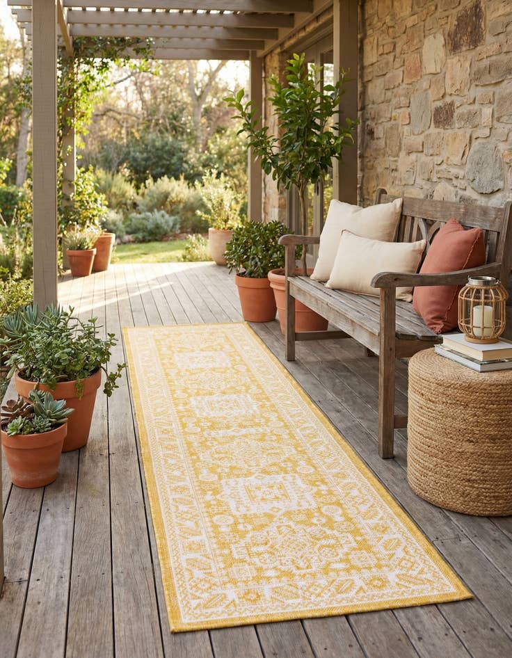 Detail image of 2' 7 x 12'  Washable Aztec Indoor / Outdoor Runner Rug