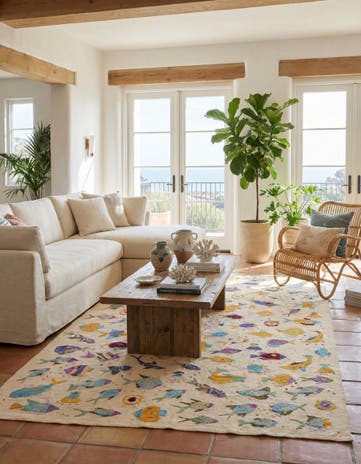 6' 5 x 9' 5 Hand Woven Kilim Suzani Wool Rug