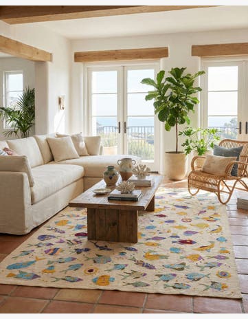 6' 5 x 9' 5 Hand Woven Kilim Suzani Wool Rug