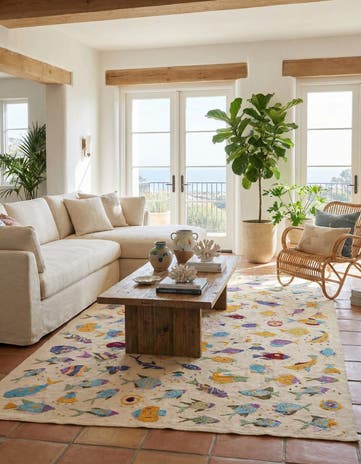 6' 5 x 9' 5 Hand Woven Kilim Suzani Wool Rug