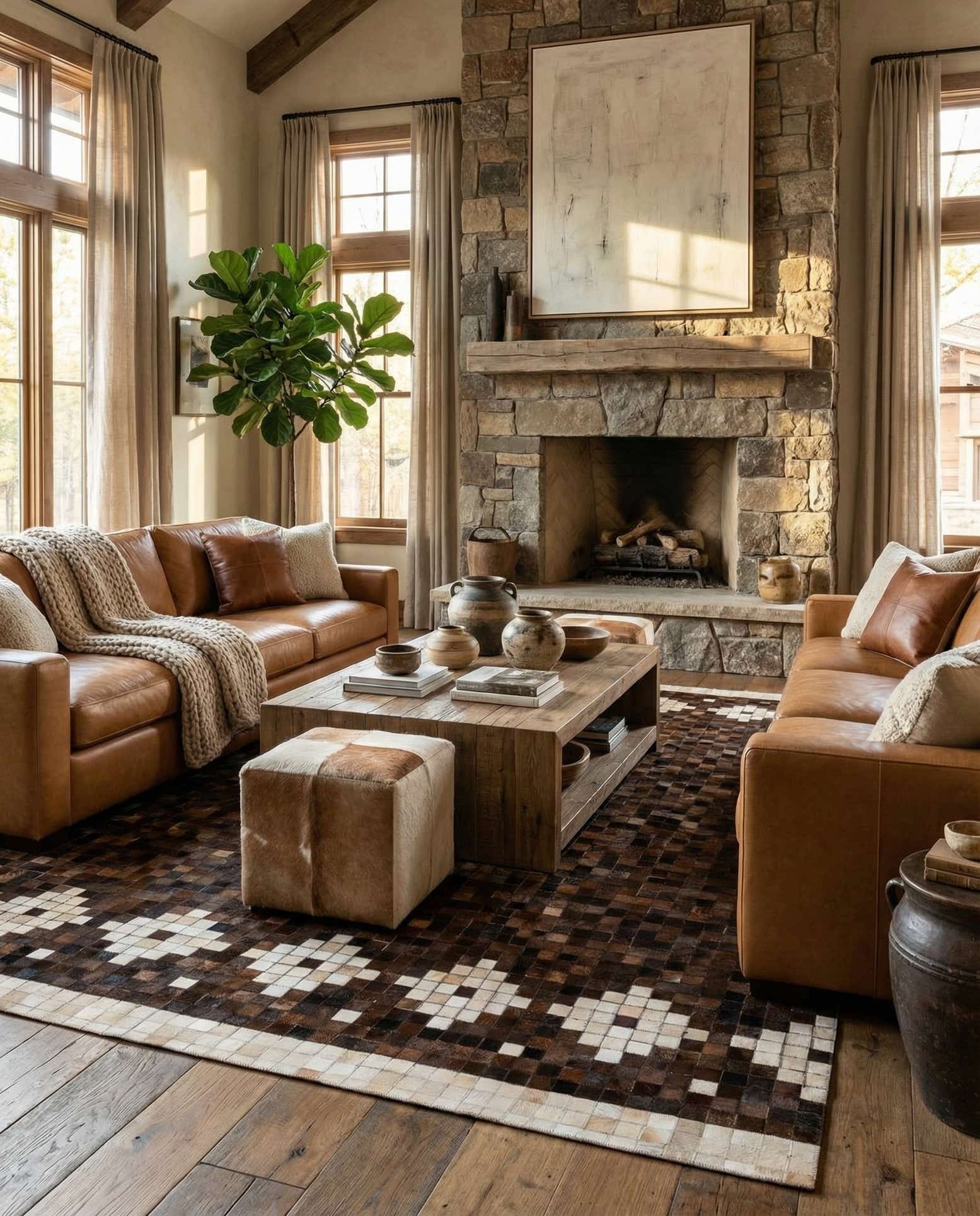 5' 1 x 8' Cowhide Stocks Rug