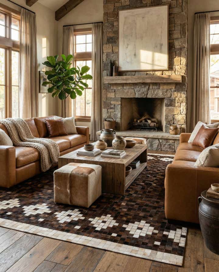 5' 1 x 8' Cowhide Stocks Rug