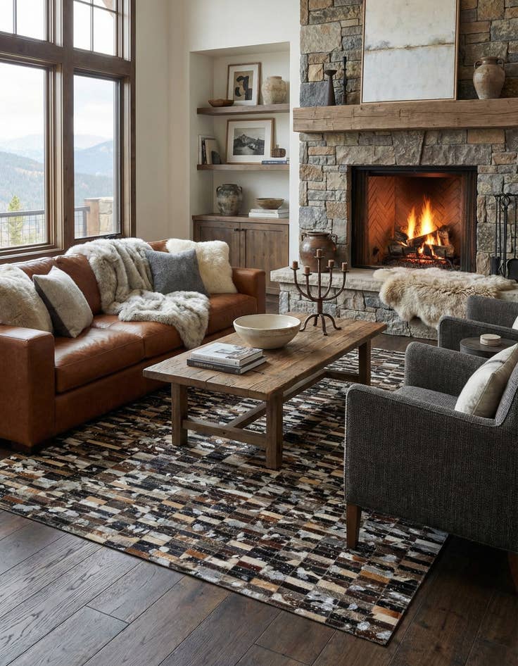 Detail image of 5' 2 x 7' 11 Cowhide - Patchwork Rug