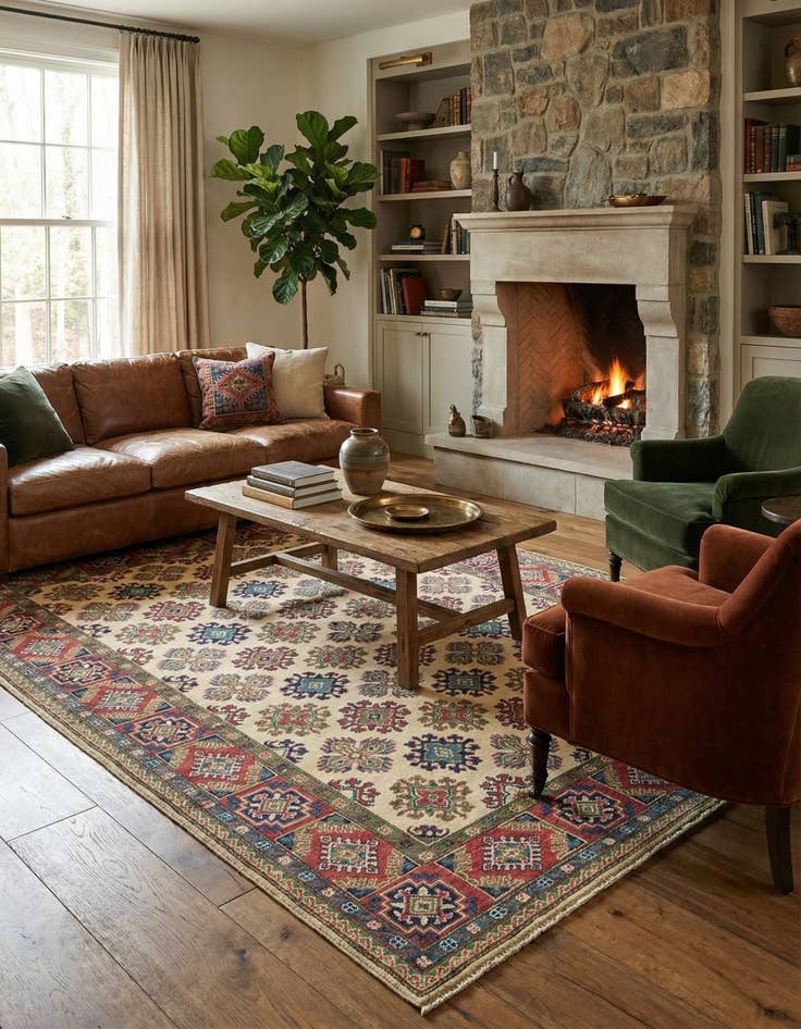 Detail image of 6' 2 x 9' 6  Hand Knotted Kazak Rug