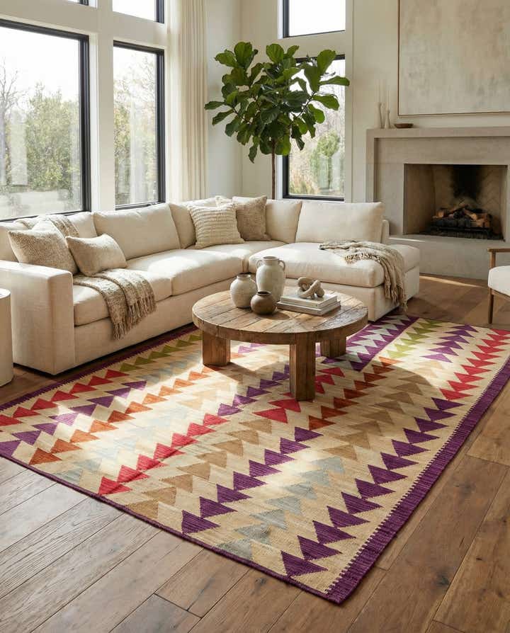 6' 8 x 9' 8 Hand Woven Kilim Modern Wool Rug