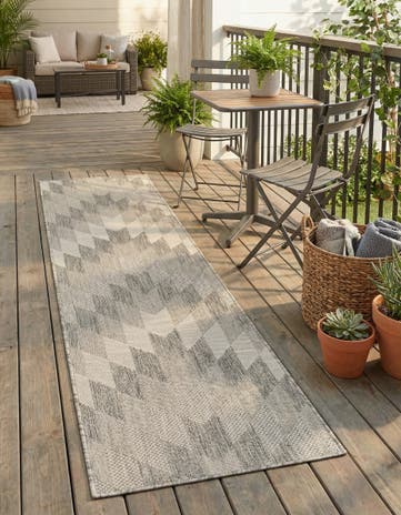 Gray Easy-Clean Modern Indoor / Outdoor Runner Rug
