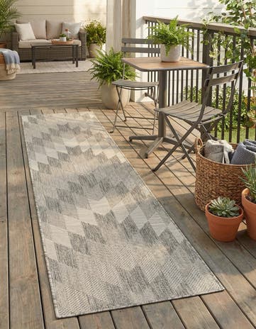 Gray Easy-Clean Modern Indoor / Outdoor Runner Rug