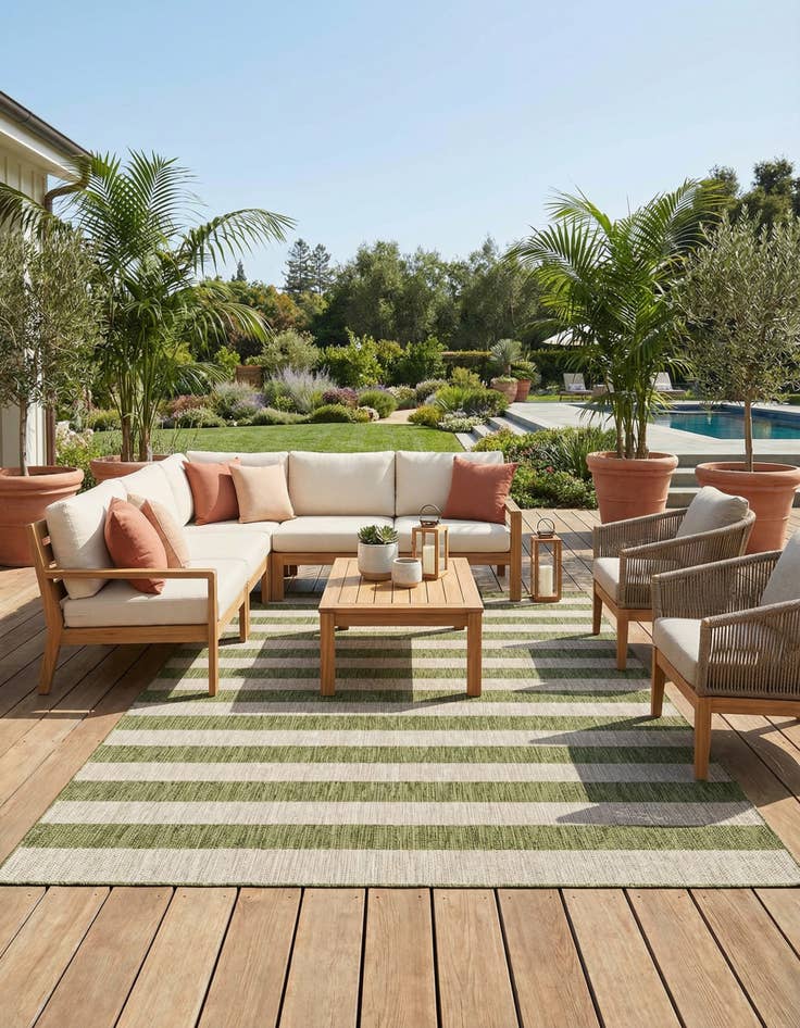 Detail image of 9' x 12'  Washable Striped Indoor / Outdoor Rug