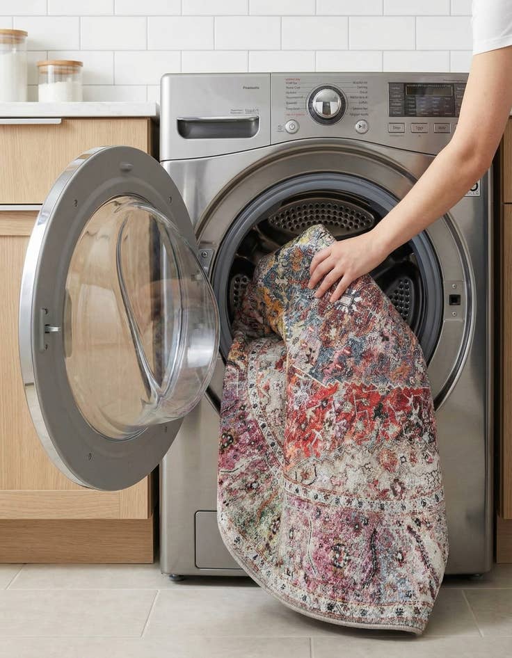 Detail image of 4' x 4'  Washable Yara Round Rug