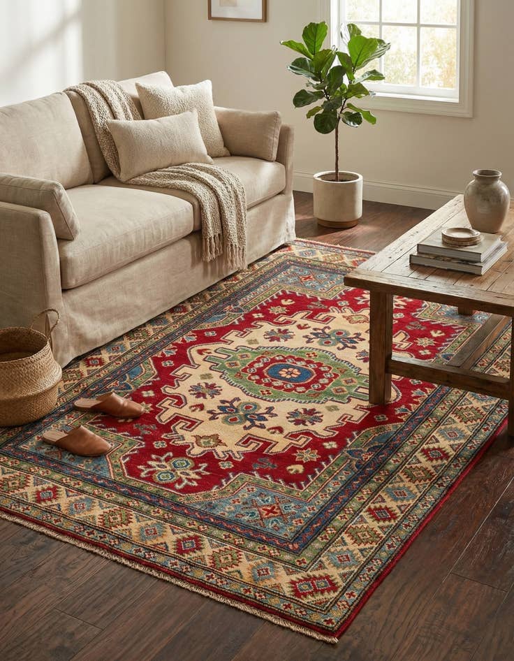 Detail image of 4' x 6'  Hand Knotted Kazak Rug