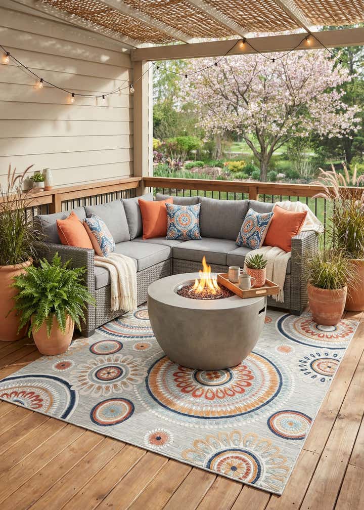 8' 2 x 8' 2 Easy-Clean Botanical Indoor / Outdoor Square Rug