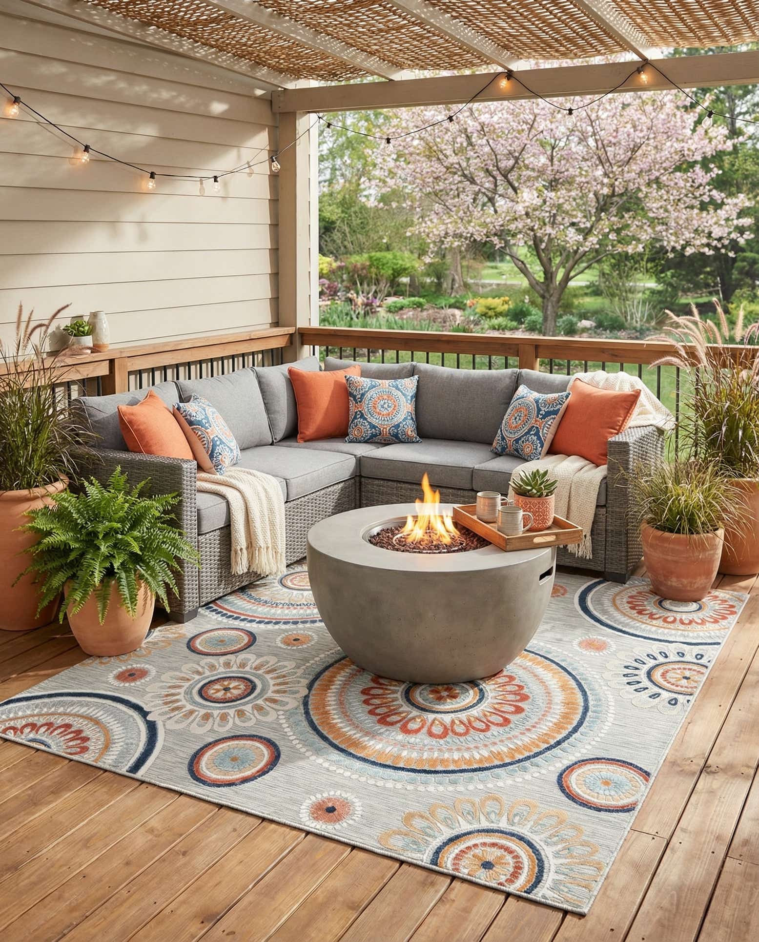 8' 2 x 8' 2 Easy-Clean Botanical Indoor / Outdoor Square Rug