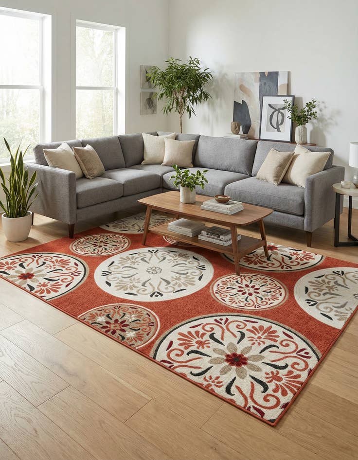 Detail image of 7' 10 x 11'  Washable Modern Indoor / Outdoor Rug