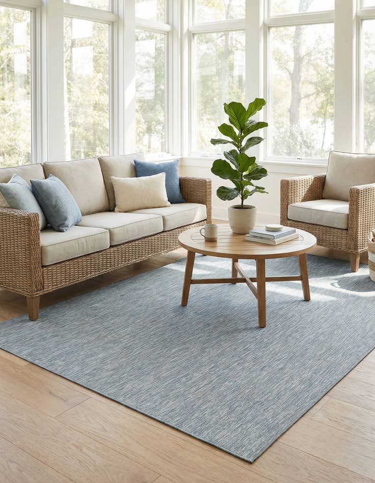 Detail image of 6' 3 x 9'  Washable Solid Indoor / Outdoor Rug