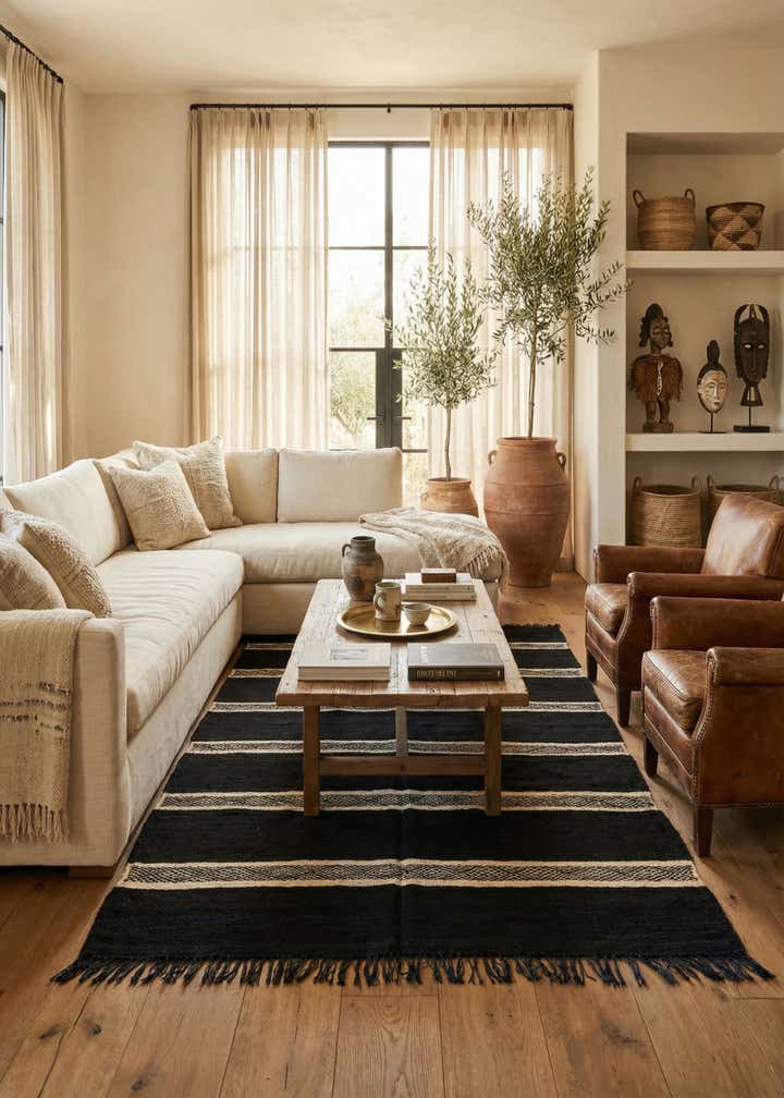4' 7 x 8' 2 Hand Knotted Moroccan Wool Rug