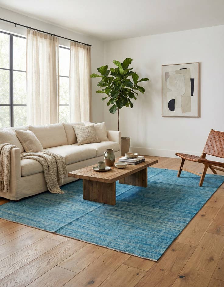 Detail image of 5' 7 x 8'  Hand Woven Kilim Modern Wool Rug