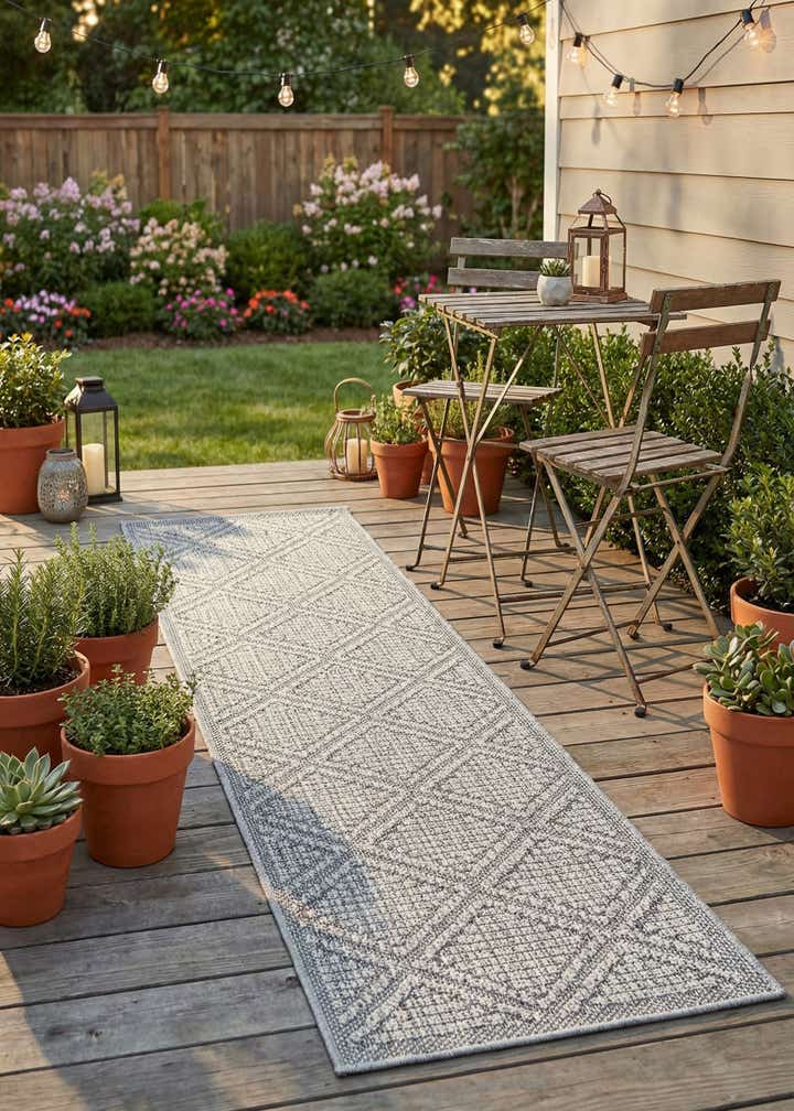 2' x 8' Easy-Clean Trellis Indoor / Outdoor Runner Rug