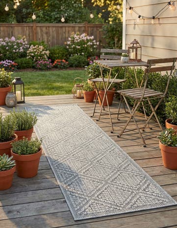 2' x 8' Easy-Clean Lattice Indoor / Outdoor Runner Rug
