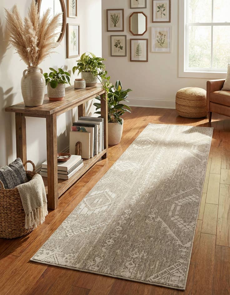 Detail image of 3' 3 x 14'  Washable Bohemian Indoor / Outdoor Runner Rug