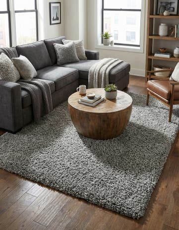 Cloud Gray Solid Shag Rug