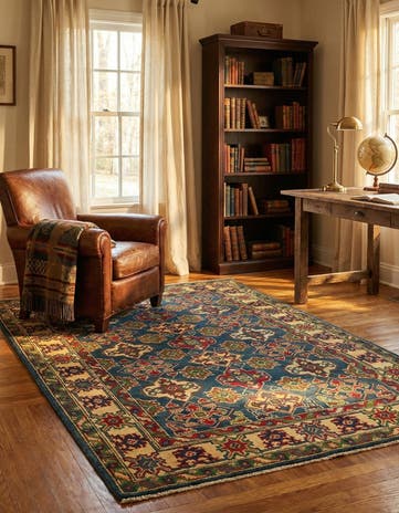 4' x 6' 4 Hand Knotted Kazak Rug