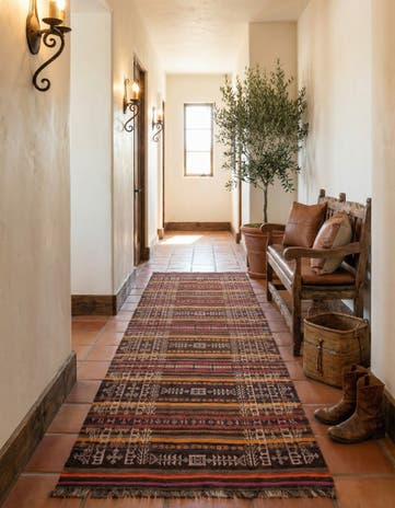 4' 3 x 10' 1 Hand Woven Kilim Fars Wool Runner Rug