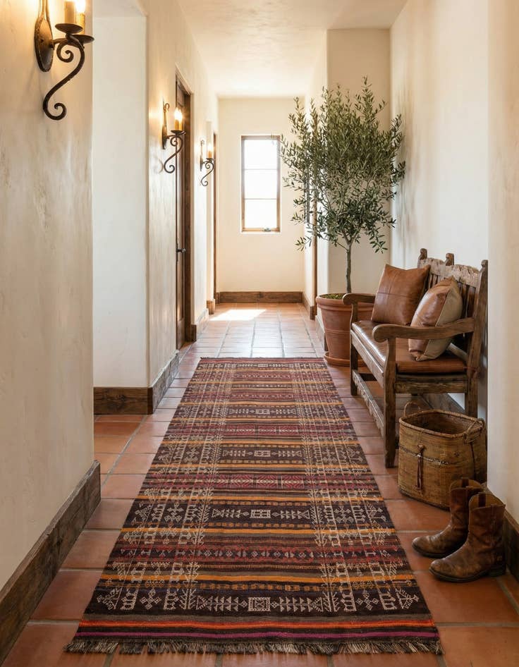 Detail image of 4' 3 x 10' 1  Hand Woven Kilim Fars Wool Runner Rug